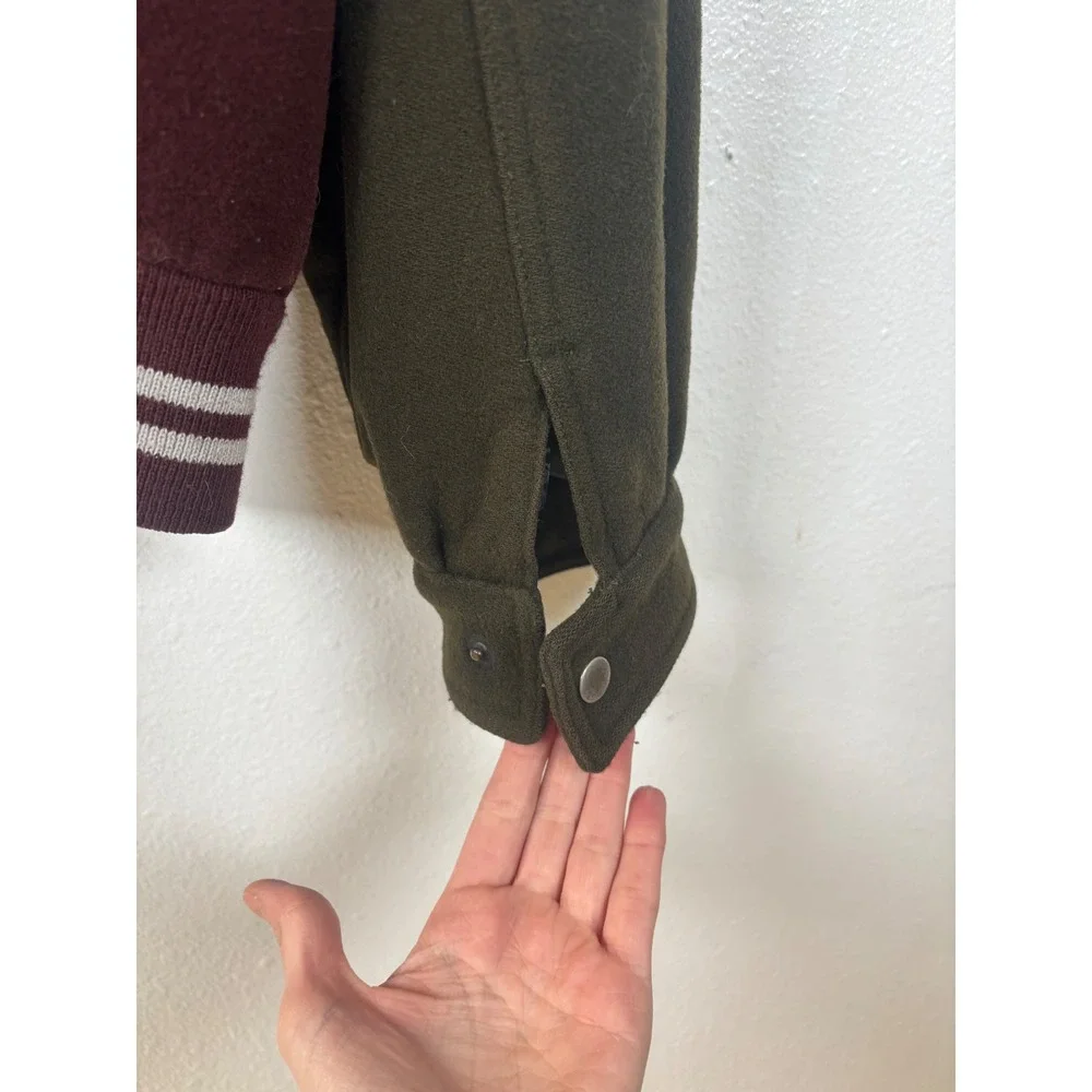 Vintage Style Wool Varsity Jacket New York Giants Patch Burgundy Snap Bomber - Picture 7 of 12